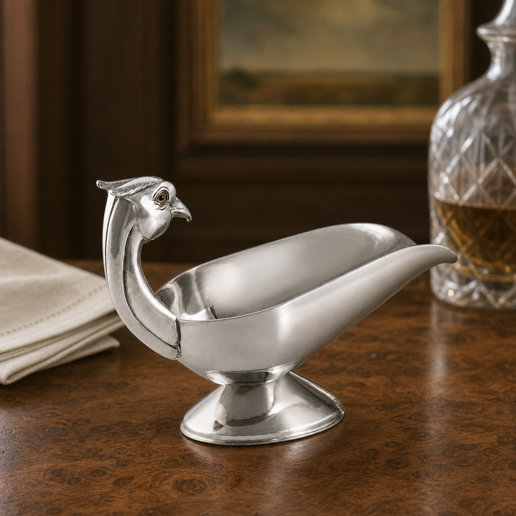 Pheasant Handle Stainless Steel Gravy / Sauce Server 4
