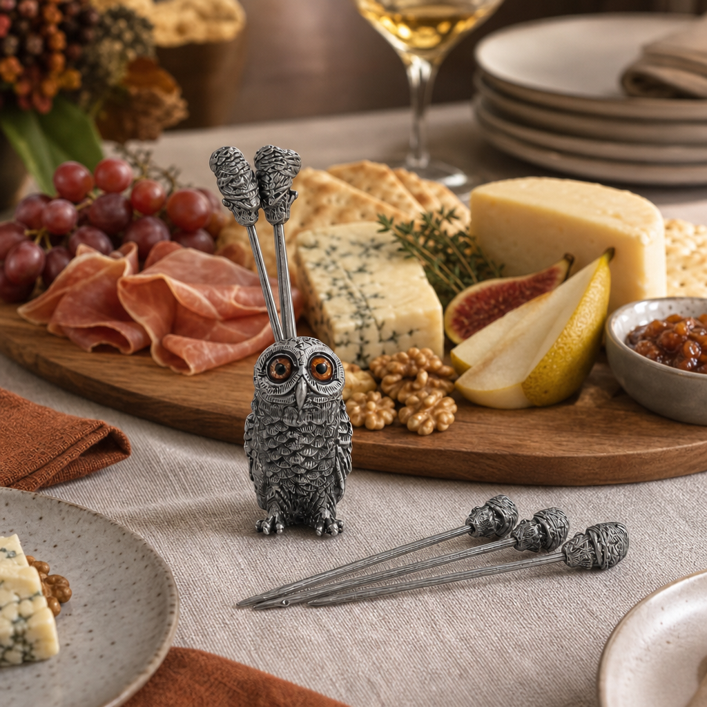 Owl Cheese Pick Set 6