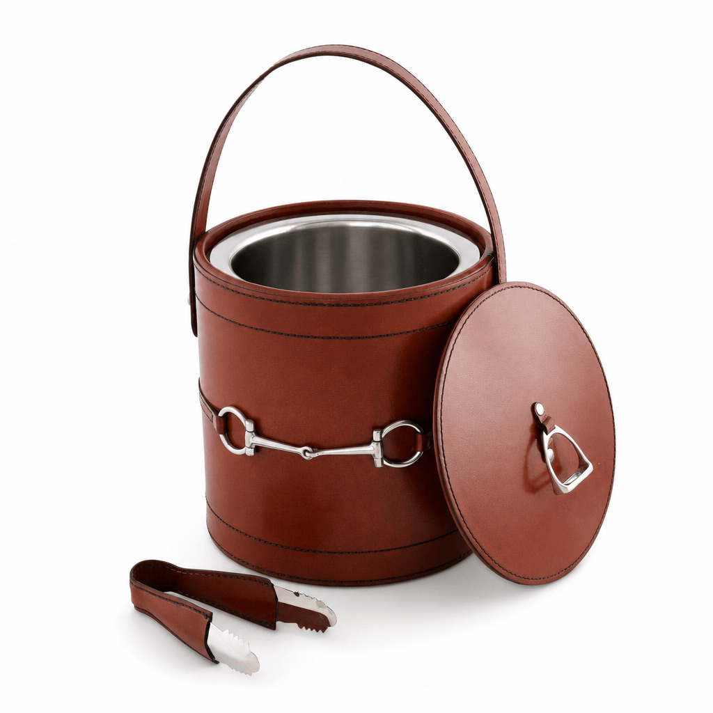 Premium Genuine Leather Bit Lidded Ice Bucket 1