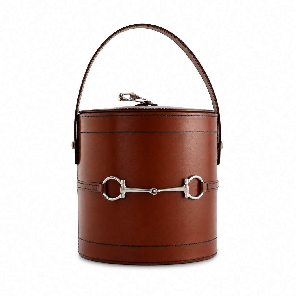 Premium Genuine Leather Bit Lidded Ice Bucket 10