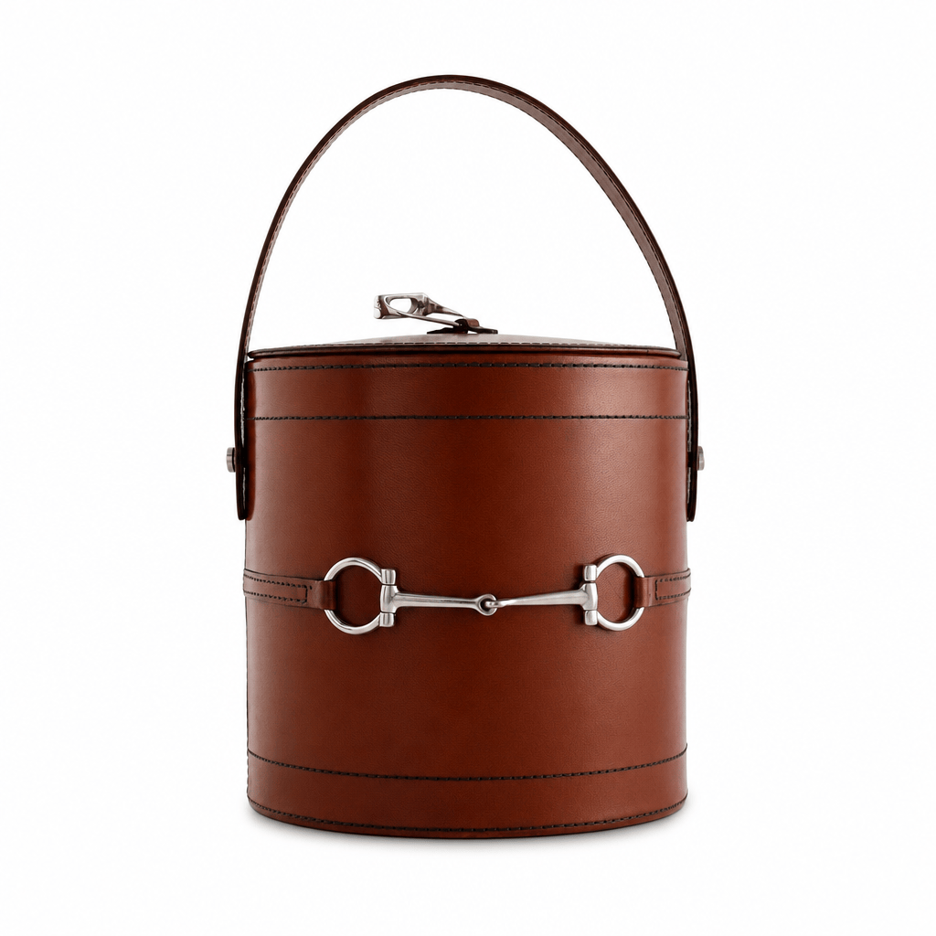 Premium Genuine Leather Bit Lidded Ice Bucket 10