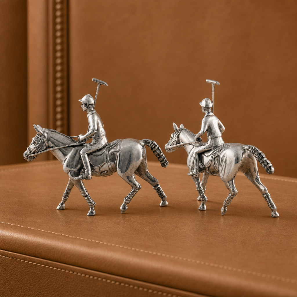 Pewter Polo Player Salt & Pepper Set 4