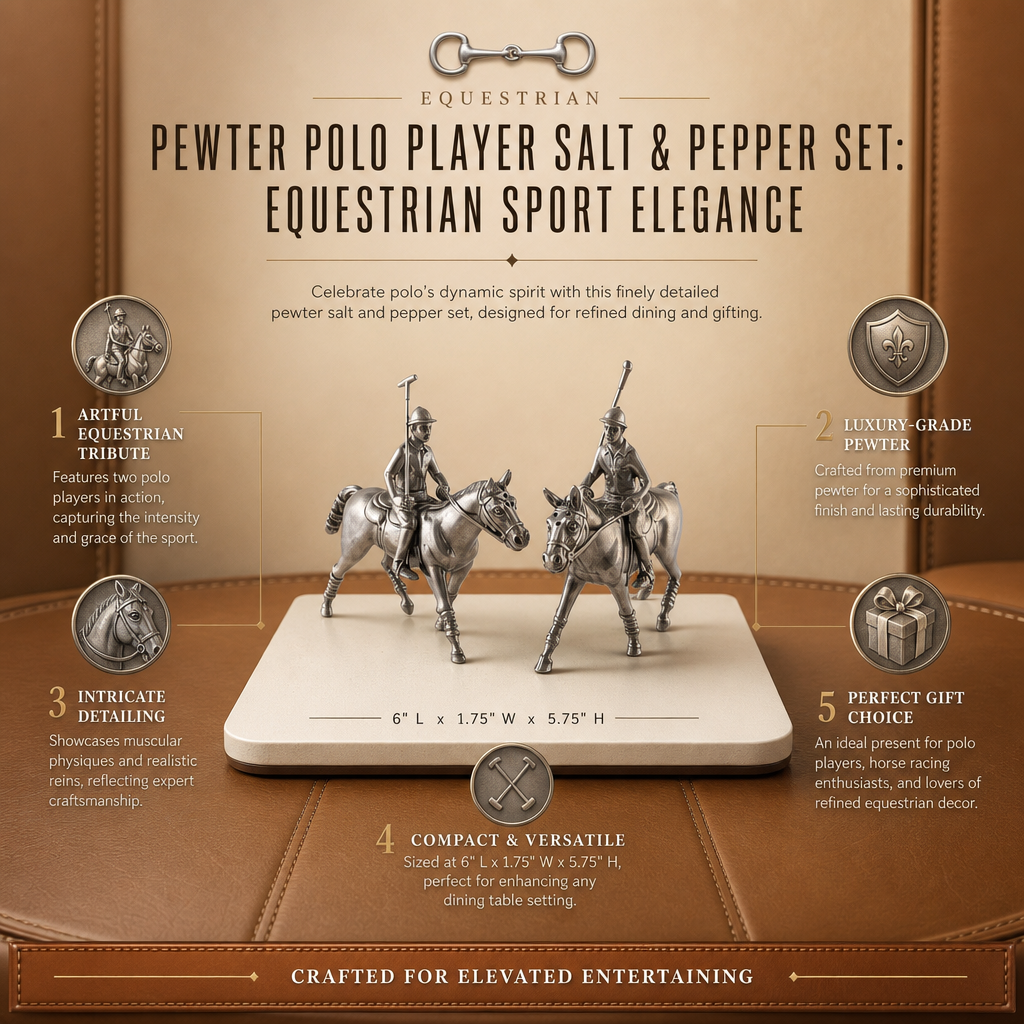 Pewter Polo Player Salt & Pepper Set 11