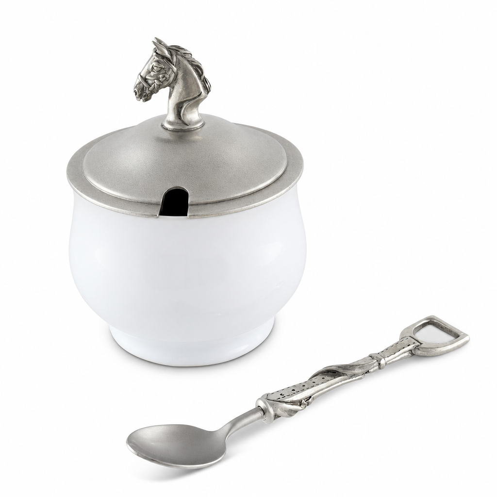Equestrian Sugar Bowl and Spoon 1