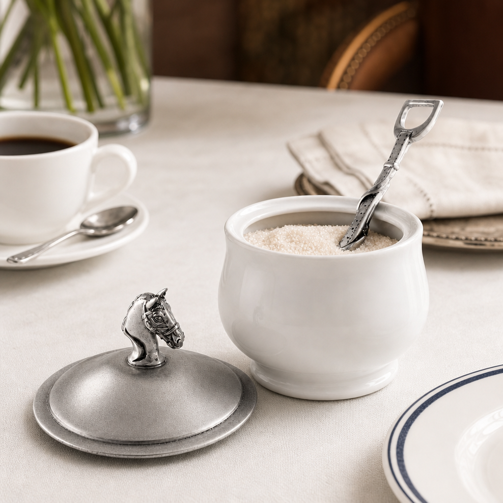 Equestrian Sugar Bowl and Spoon 3
