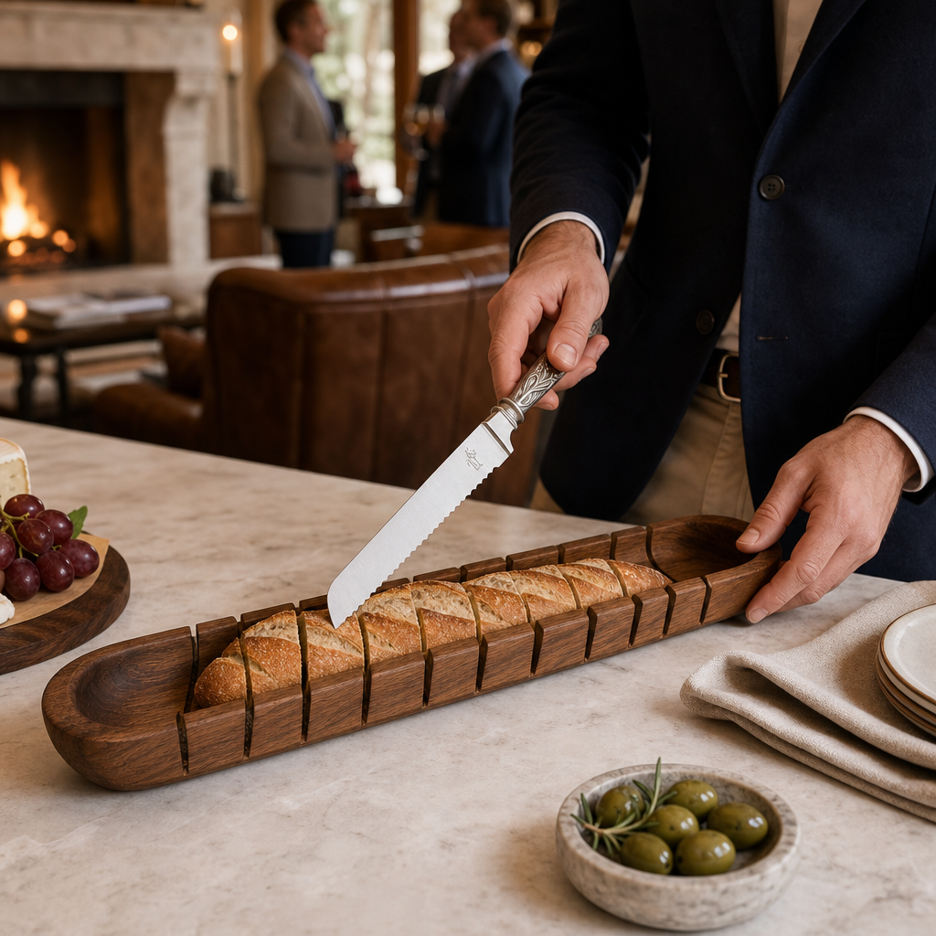 Baguette Board with Wheat Pattern Bread Knife 3