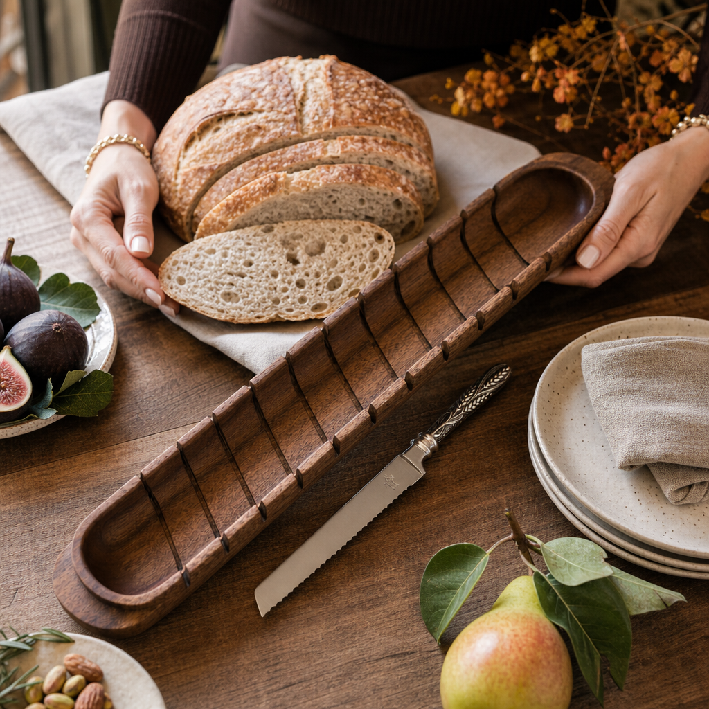 Baguette Board with Wheat Pattern Bread Knife 3