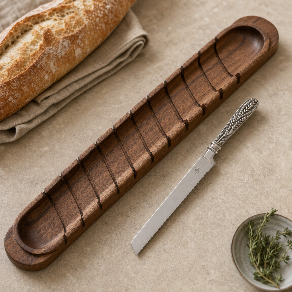 Baguette Board with Wheat Pattern Bread Knife 2