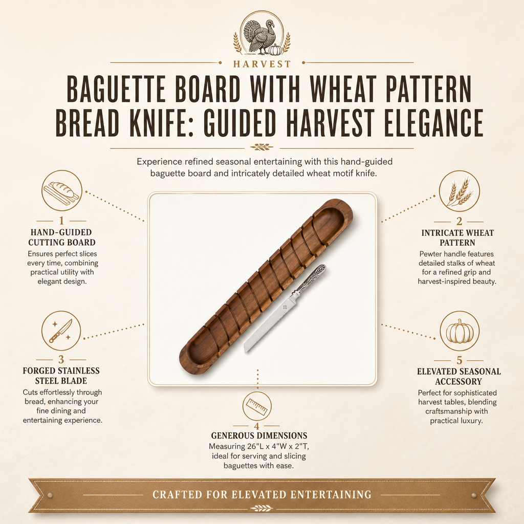 Baguette Board with Wheat Pattern Bread Knife 1