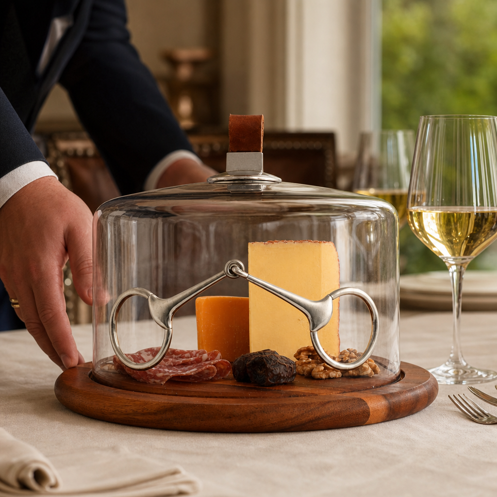 Leather Horse Bit Cheese Board with Dome 4