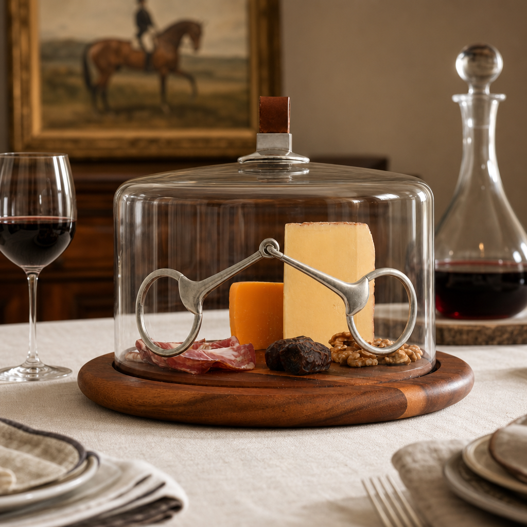 Leather Horse Bit Cheese Board with Dome 2