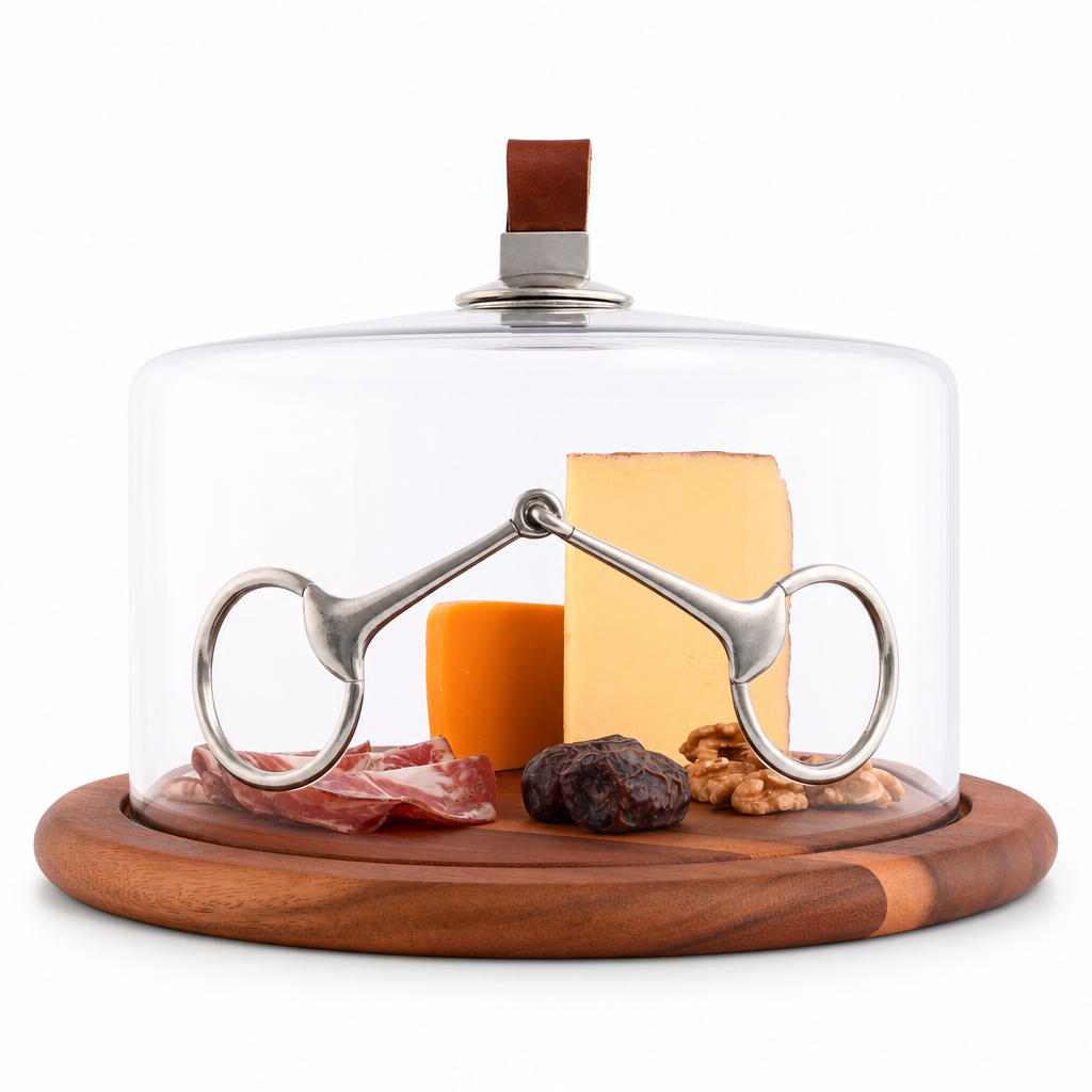 Horse Bit Glass Covered Cheese Wood Board 1