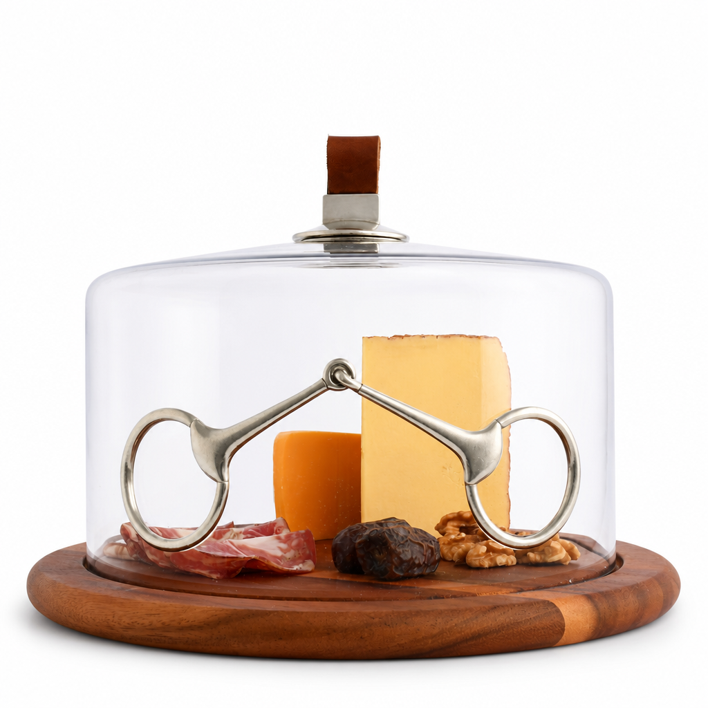 Leather Horse Bit Cheese Board with Dome 1