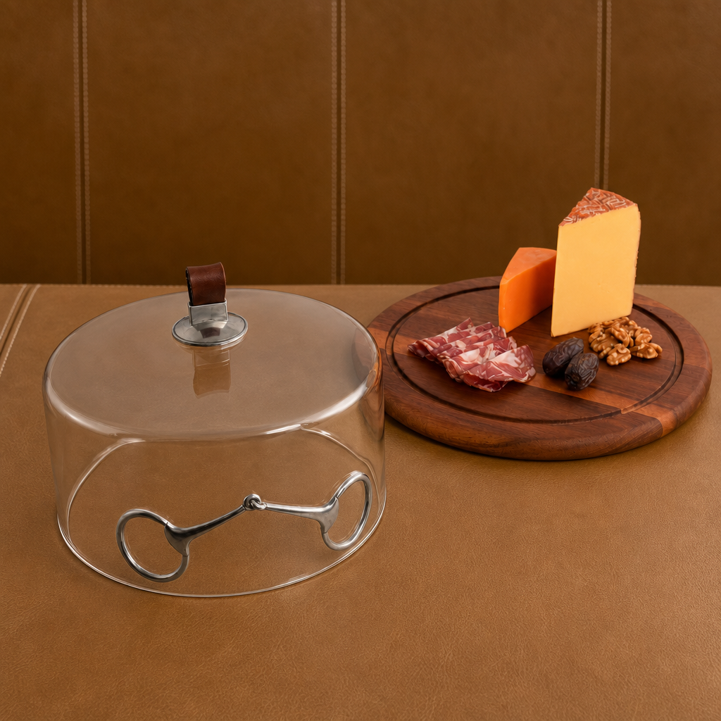 Horse Bit Glass Covered Cheese Wood Board 3