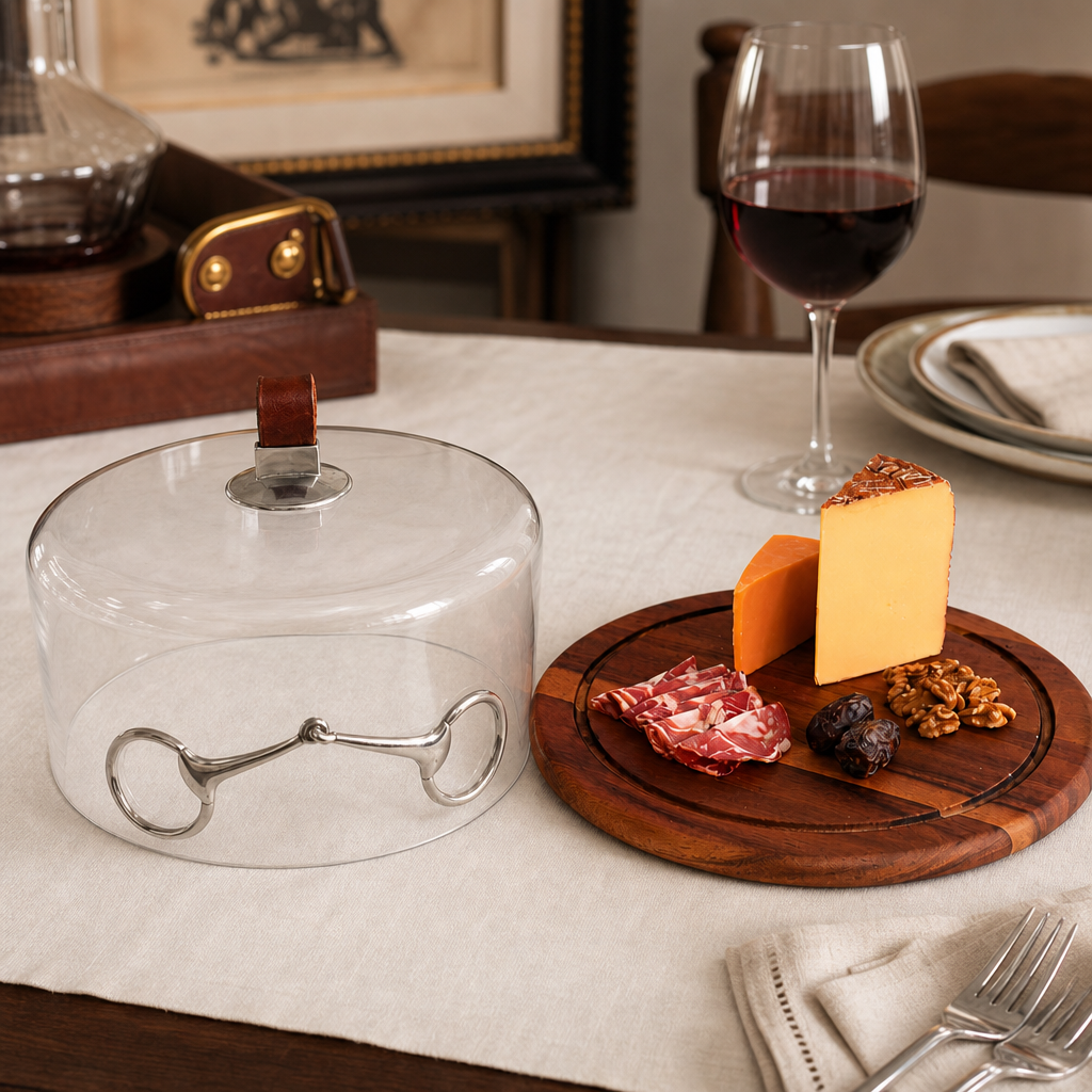 Leather Horse Bit Cheese Board with Dome 3