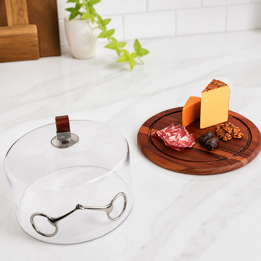 Leather Horse Bit Cheese Board with Dome 7