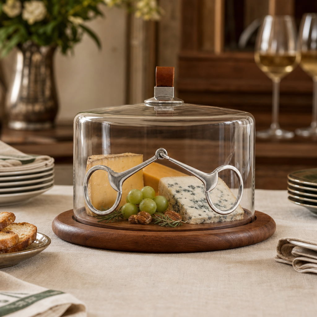 Leather Horse Bit Cheese Board with Dome 6