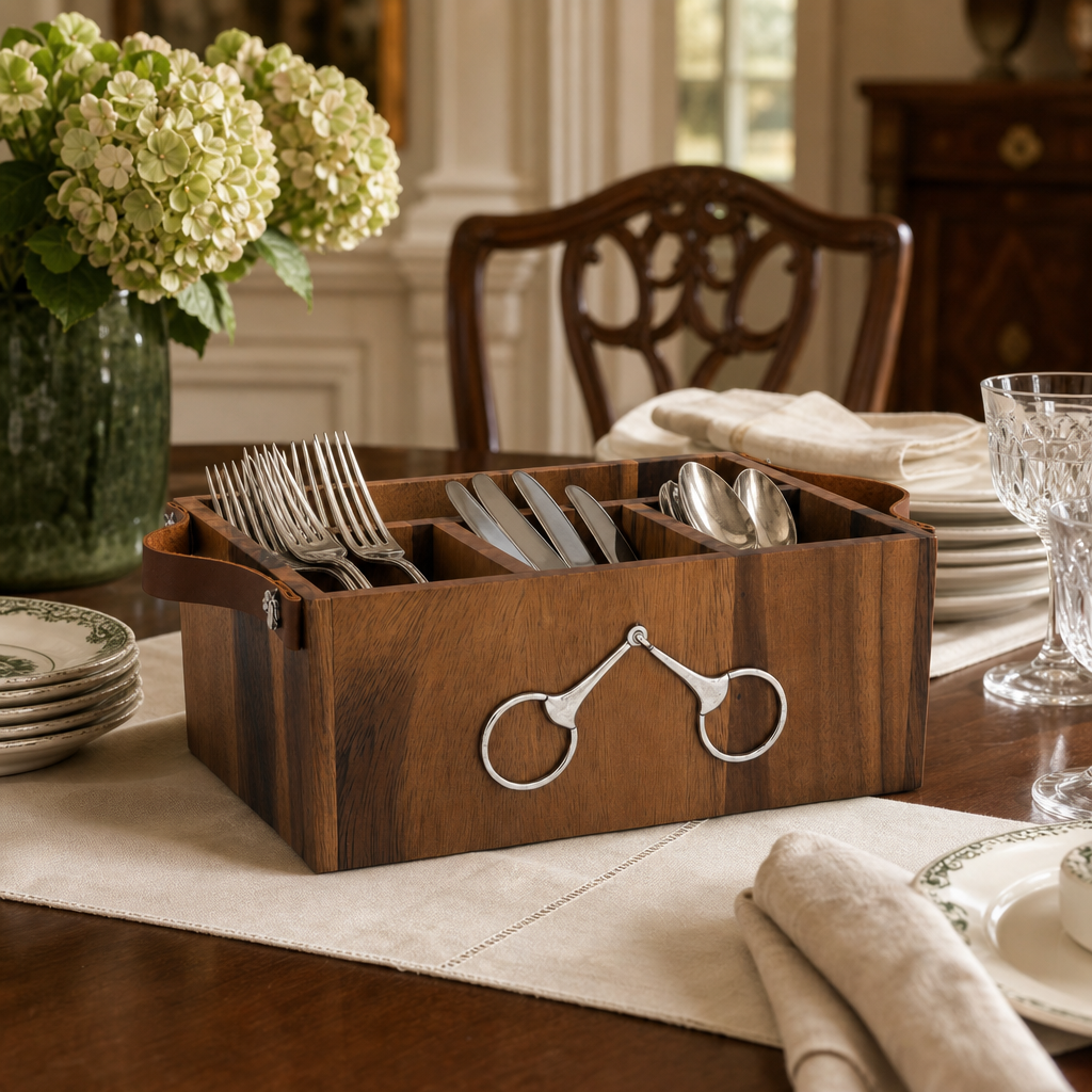 Horse Bits Leather Handles Flatware Caddy 5