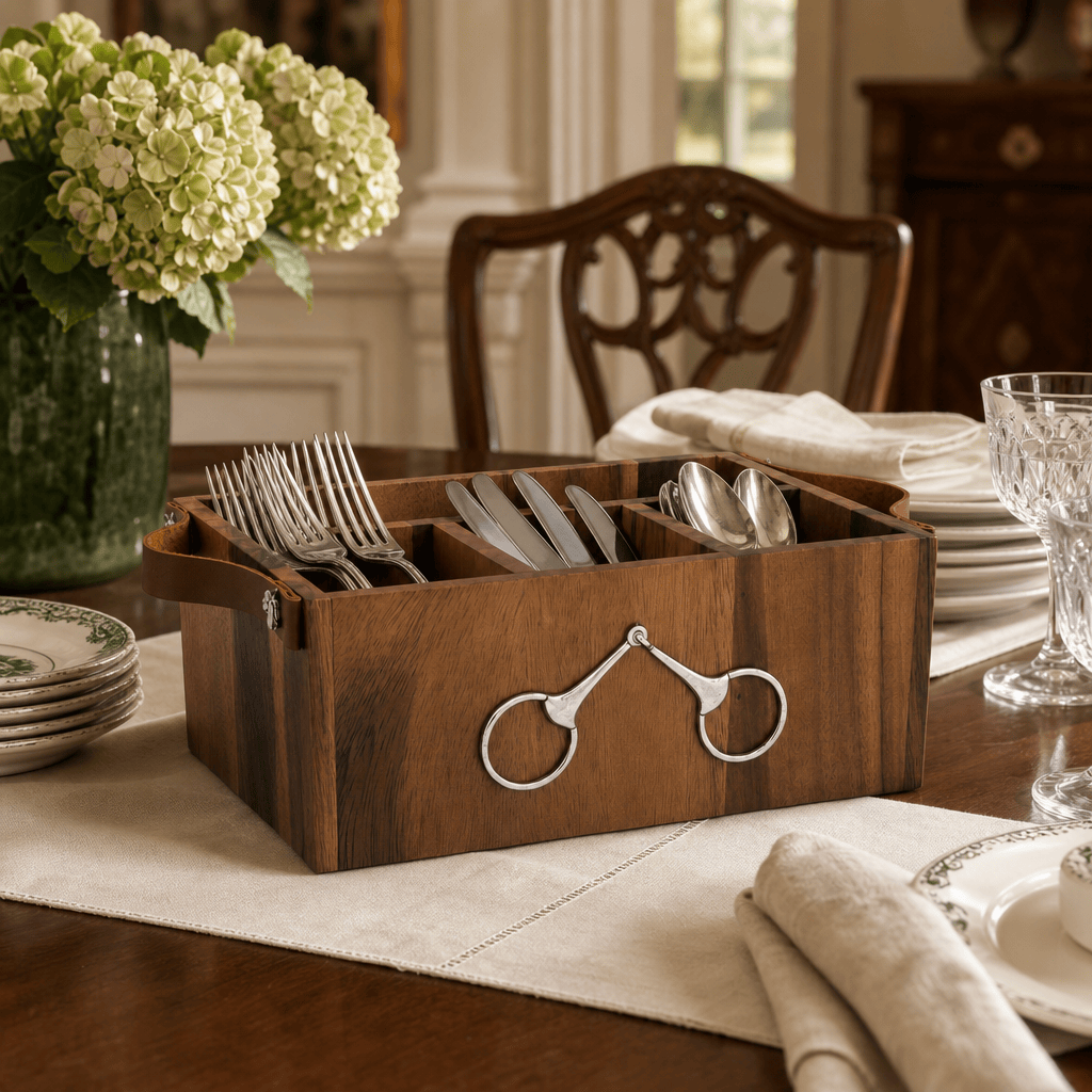 Horse Bits Leather Handles Flatware Caddy 5