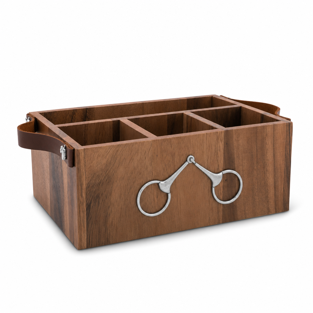Horse Bits Leather Handles Flatware Caddy 10