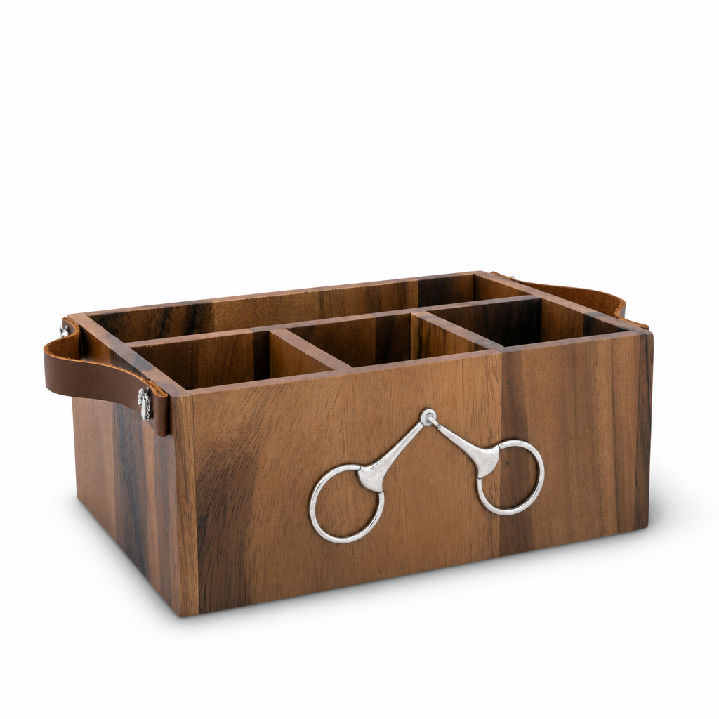 Horse Bits Leather Handles Flatware Caddy 10