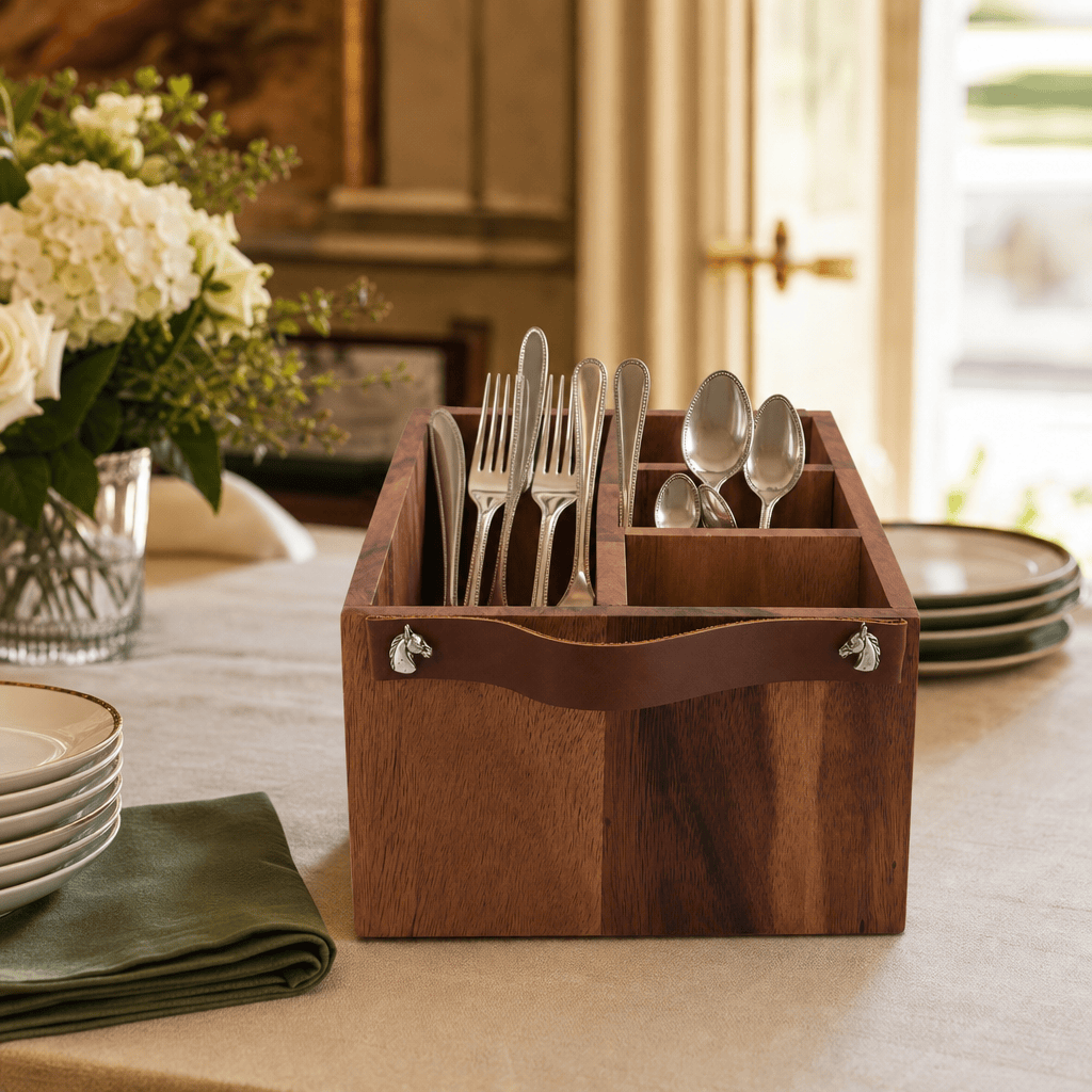 Horse Bits Leather Handles Flatware Caddy 7