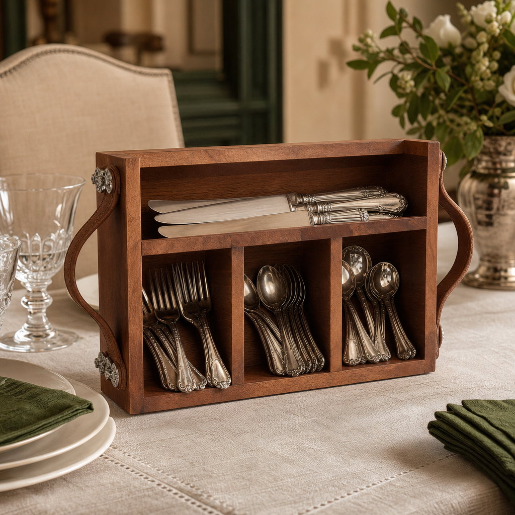 Horse Bits Leather Handles Flatware Caddy 9