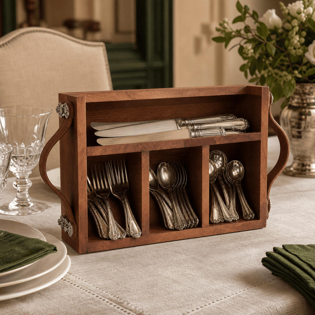 Horse Bits Leather Handles Flatware Caddy 9