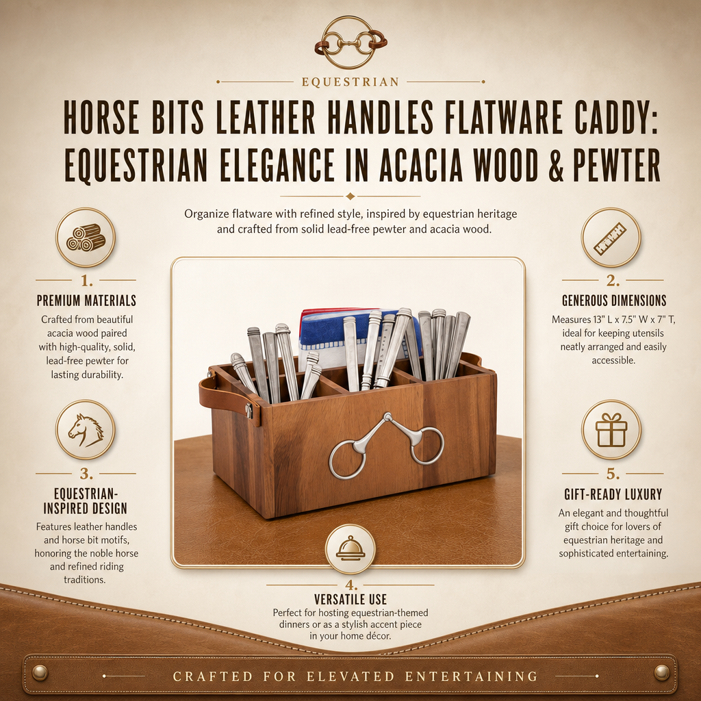 Horse Bits Leather Handles Flatware Caddy 11