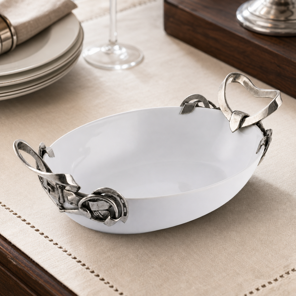 Horseshoe & Bit Stoneware Dish 2