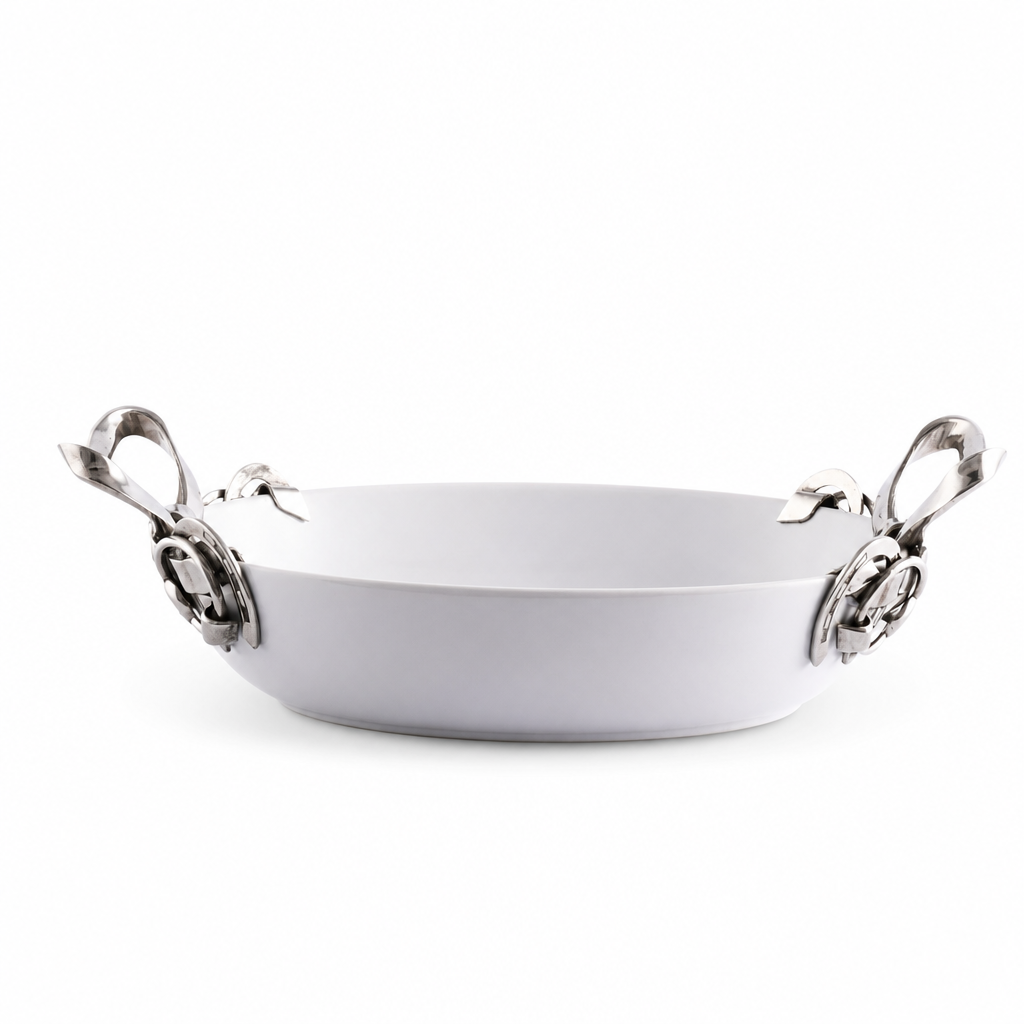 Horseshoe & Bit Stoneware Dish 8