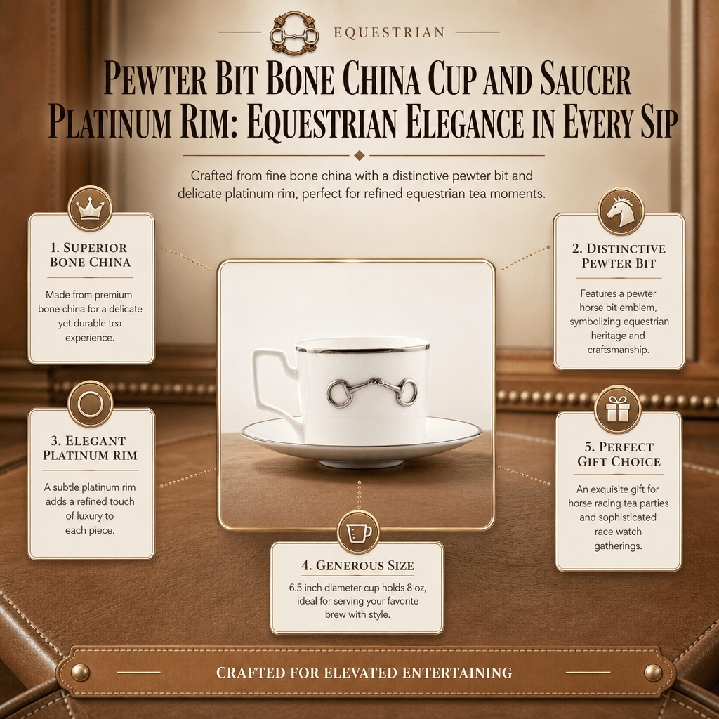 Pewter Bit Bone China Cup and Saucer Platinum Rim 9