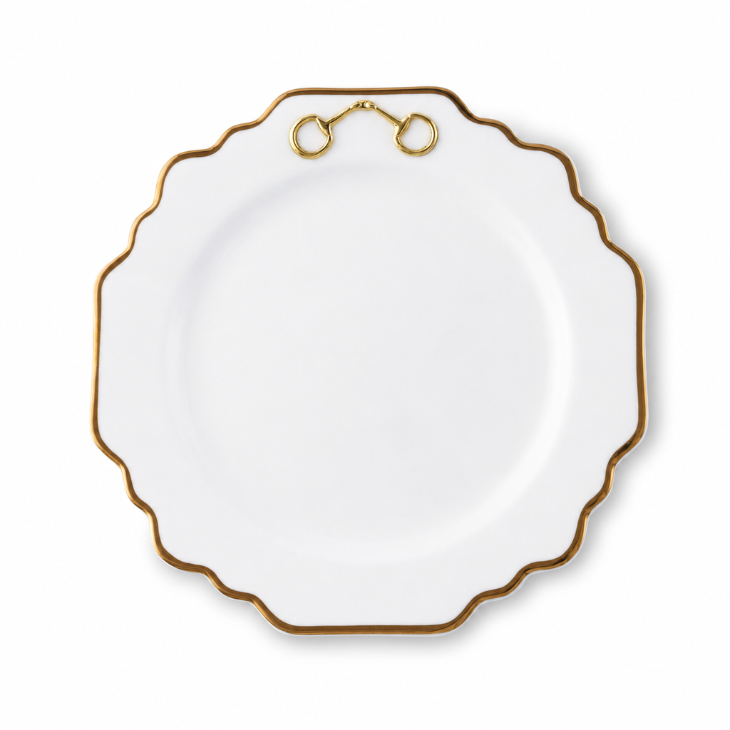Gold Bit Bone China Scallop Salad Plate Gold Rim 1