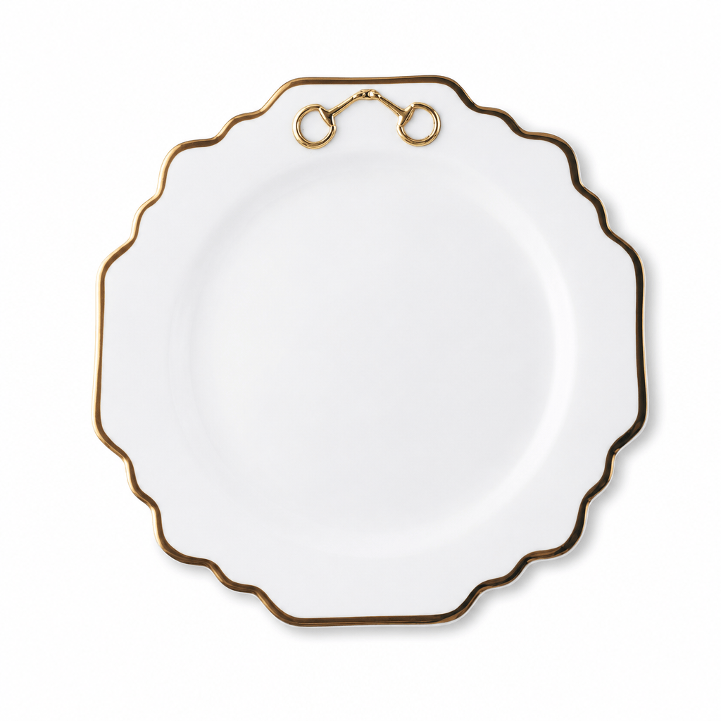 Gold Bit Bone China Scallop Salad Plate Gold Rim 1