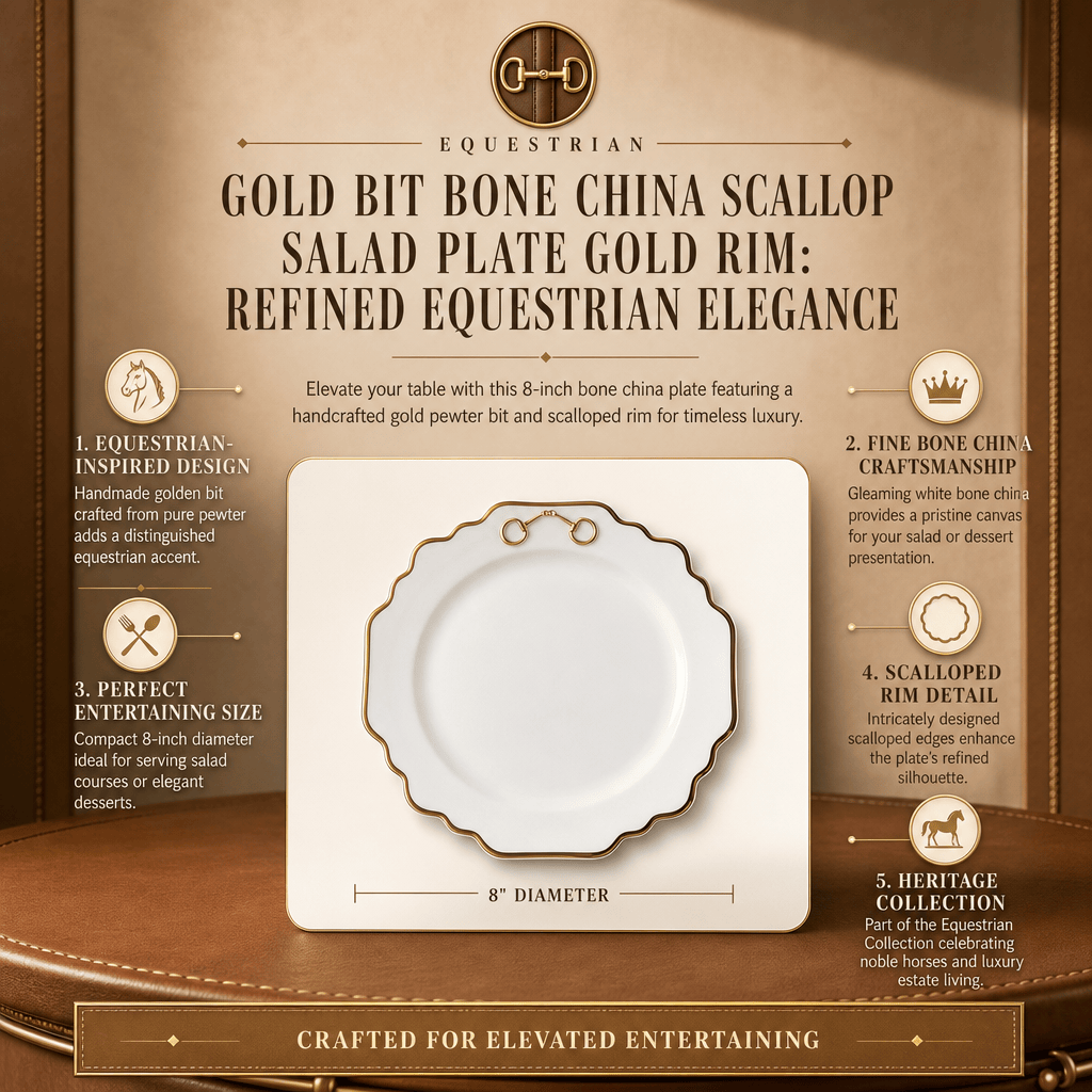 Gold Bit Bone China Scallop Salad Plate Gold Rim 7