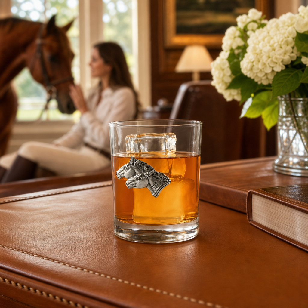 Running Horse Double Old Fashion Bar Glass 6