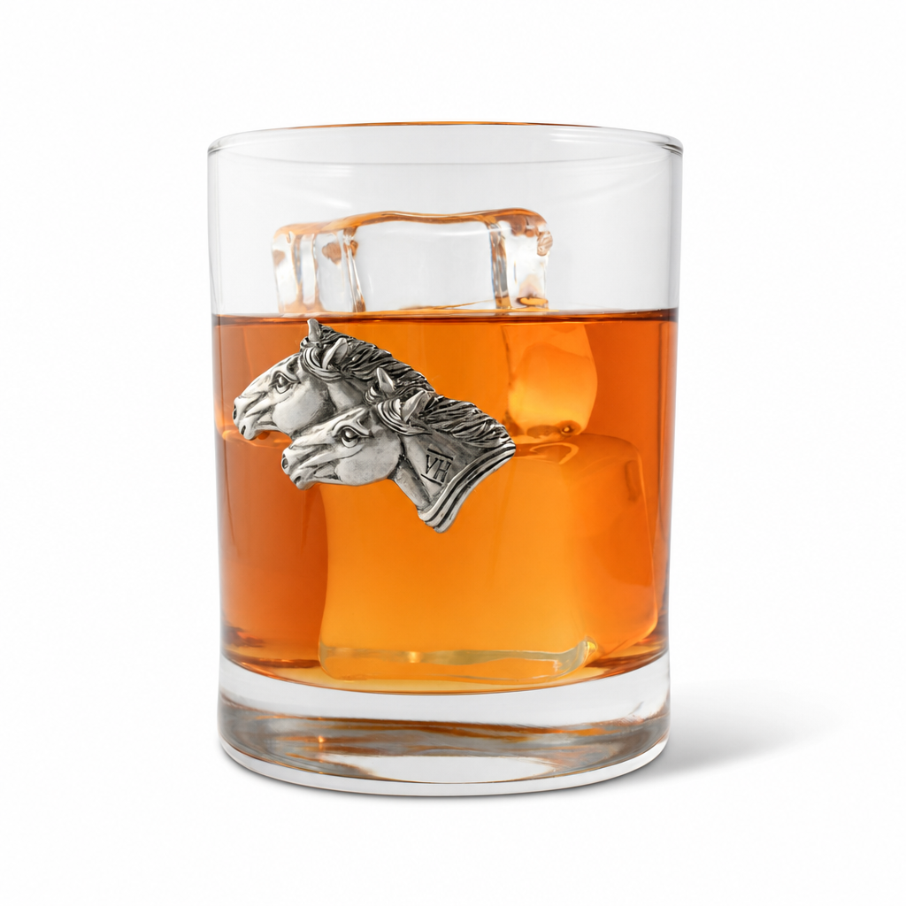 Running Horse Double Old Fashion Bar Glass 8