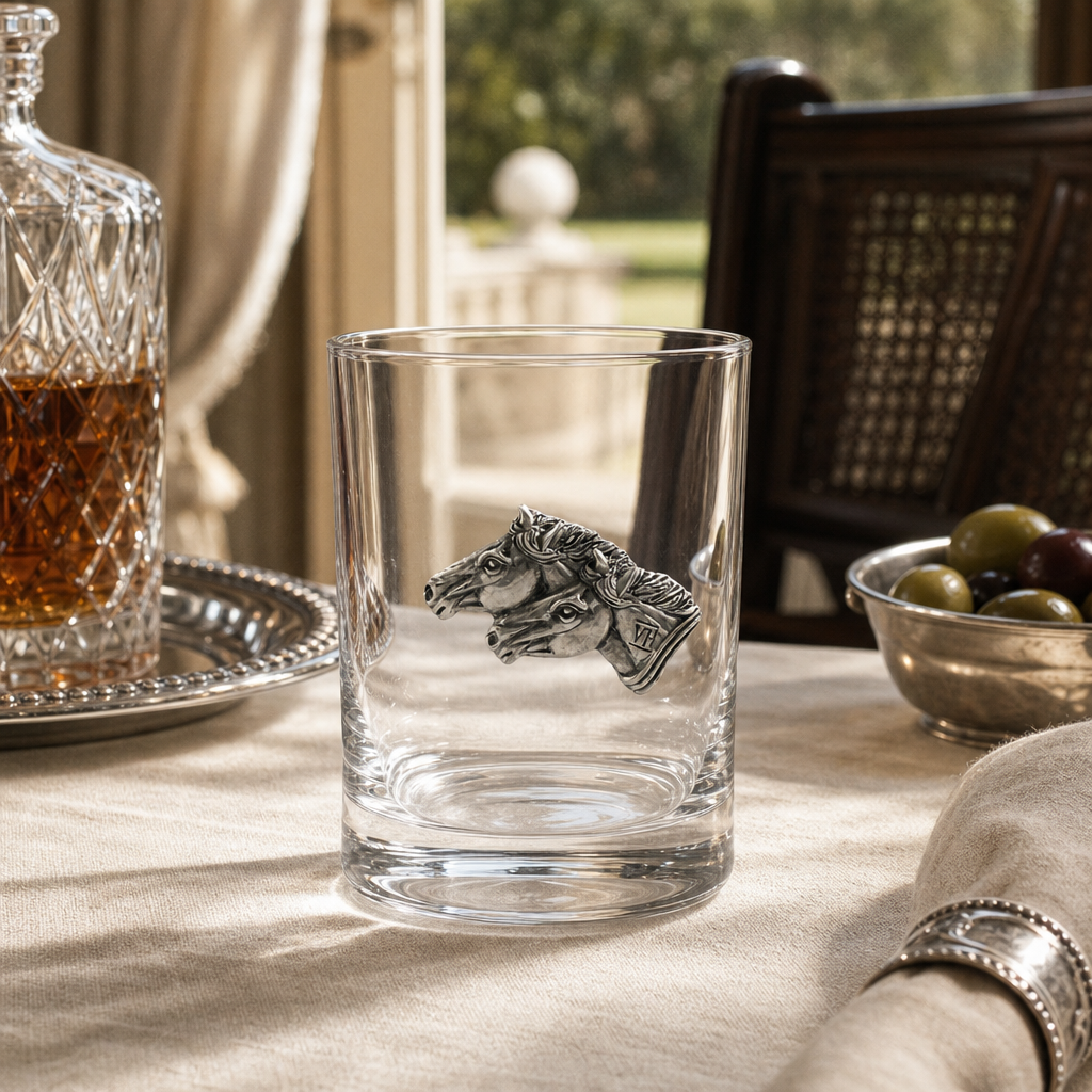 Running Horse Double Old Fashion Bar Glass 6