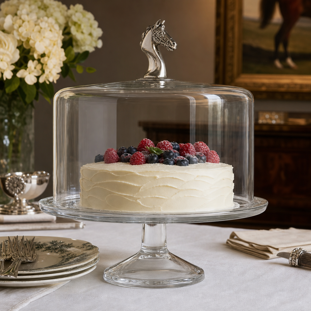 Horse Head Cake Plate with Dome 6