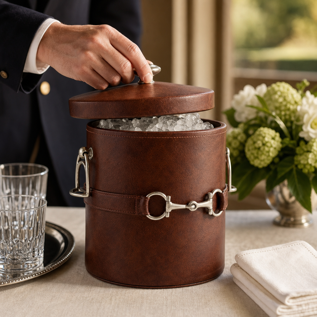 Equestrian Horse Bit Vegan Leather Ice Bucket 4