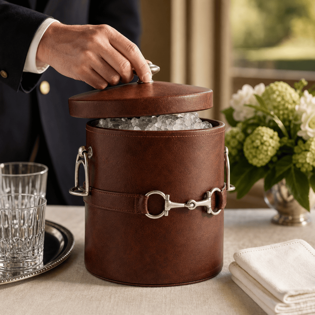 Equestrian Horse Bit Vegan Leather Ice Bucket 4