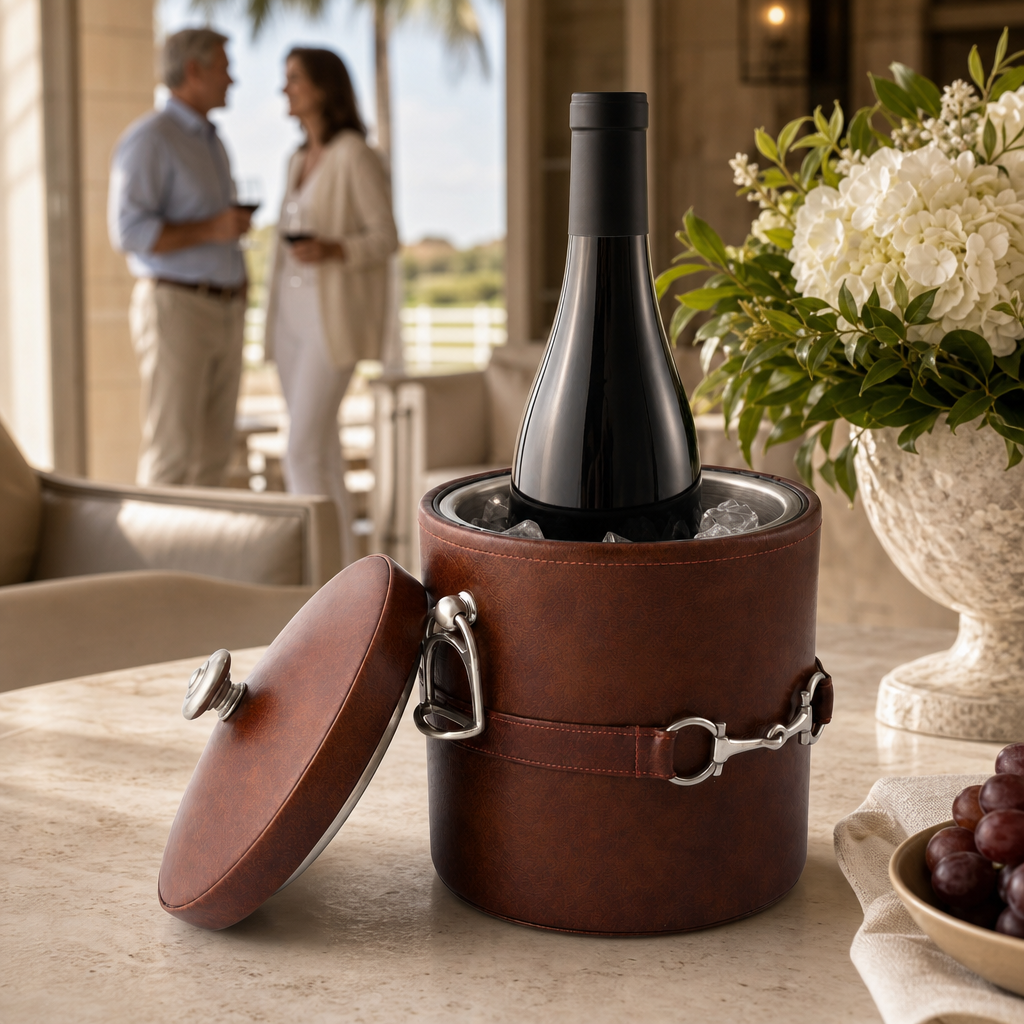 Equestrian Horse Bit Vegan Leather Ice Bucket 7