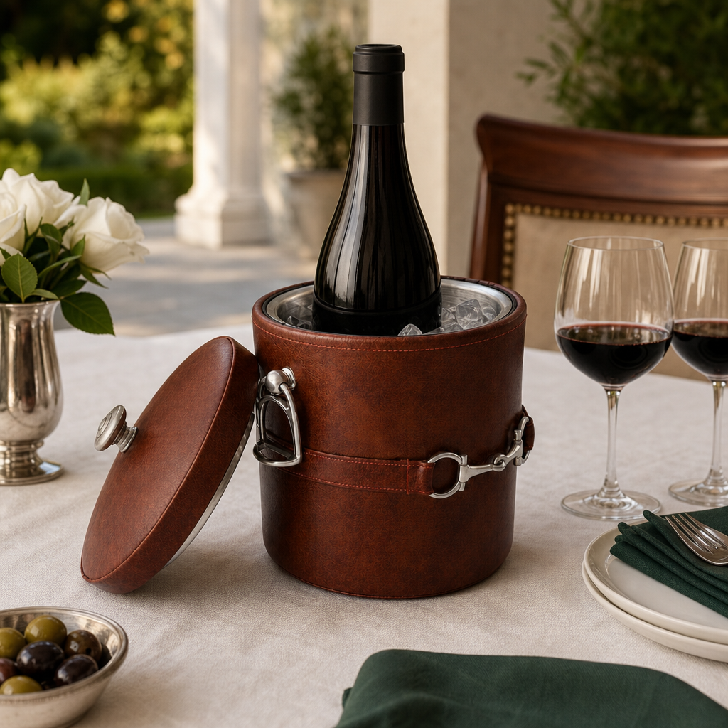 Equestrian Horse Bit Vegan Leather Ice Bucket 5