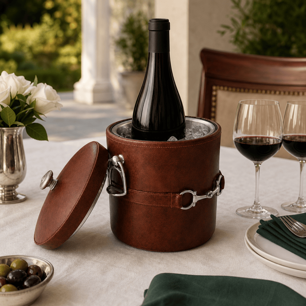 Equestrian Horse Bit Vegan Leather Ice Bucket 5