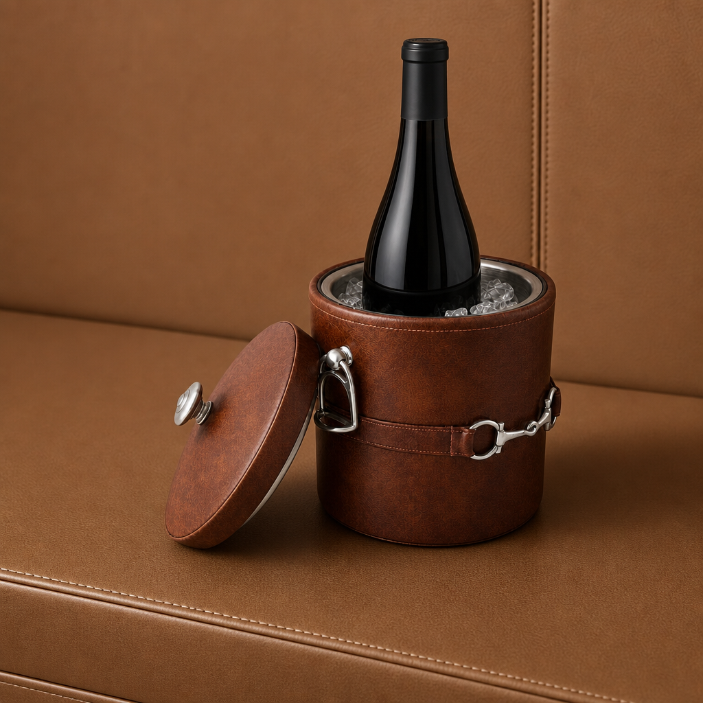 Equestrian Horse Bit Vegan Leather Ice Bucket 3