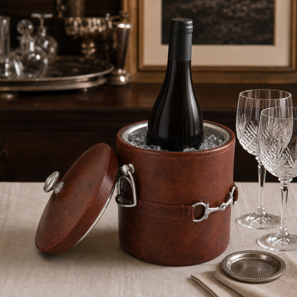 Equestrian Horse Bit Vegan Leather Ice Bucket 3