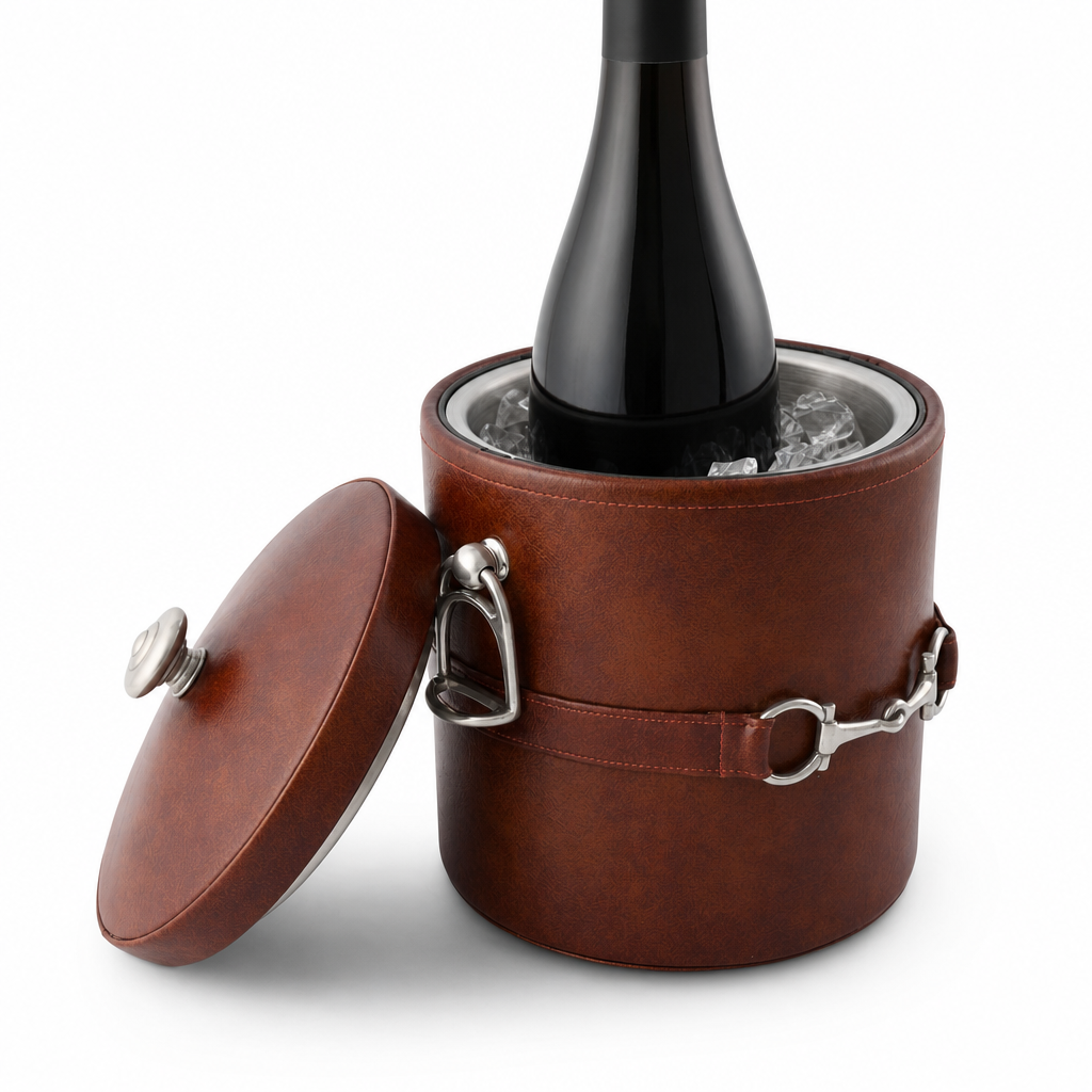 Equestrian Horse Bit Vegan Leather Ice Bucket 10