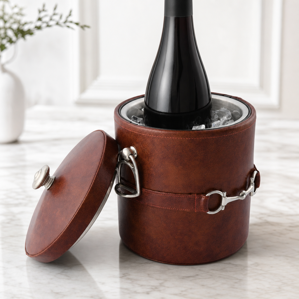 Equestrian Horse Bit Vegan Leather Ice Bucket 10