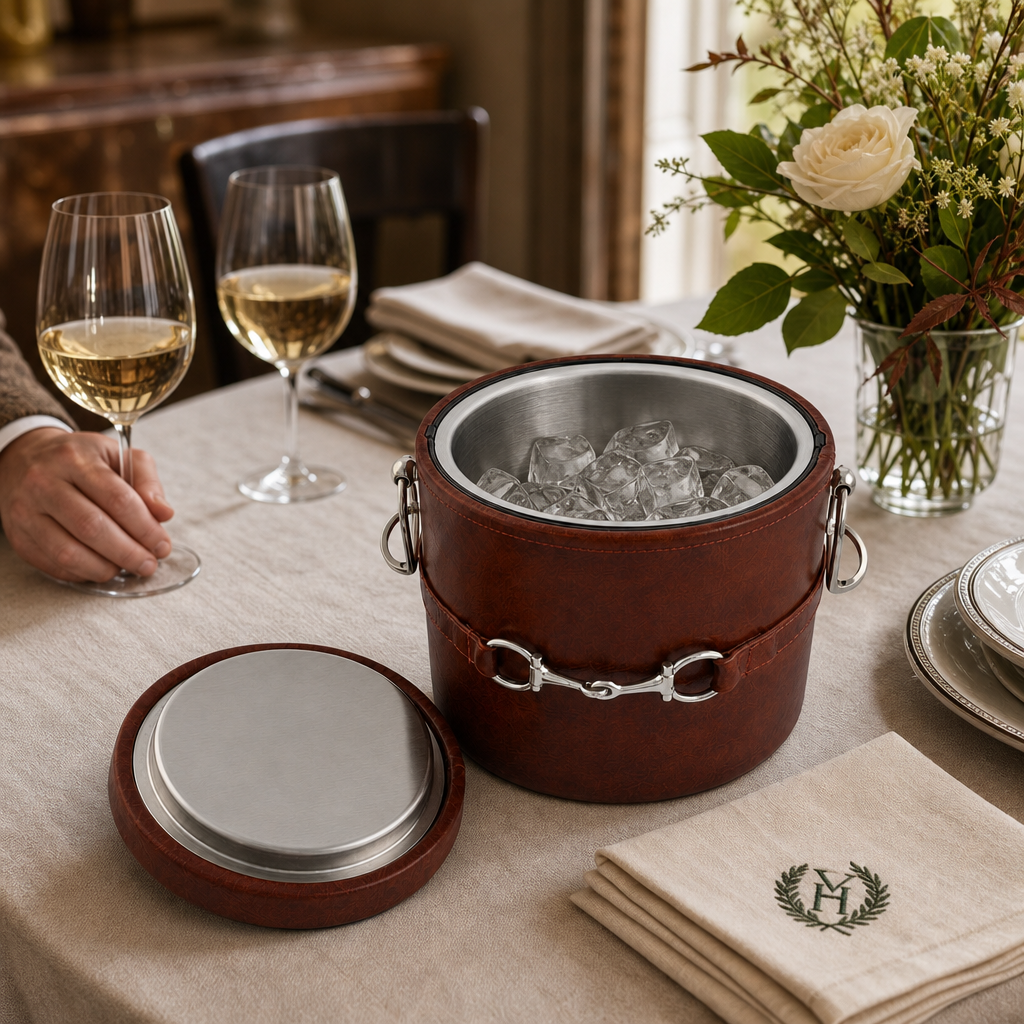 Equestrian Horse Bit Vegan Leather Ice Bucket 6