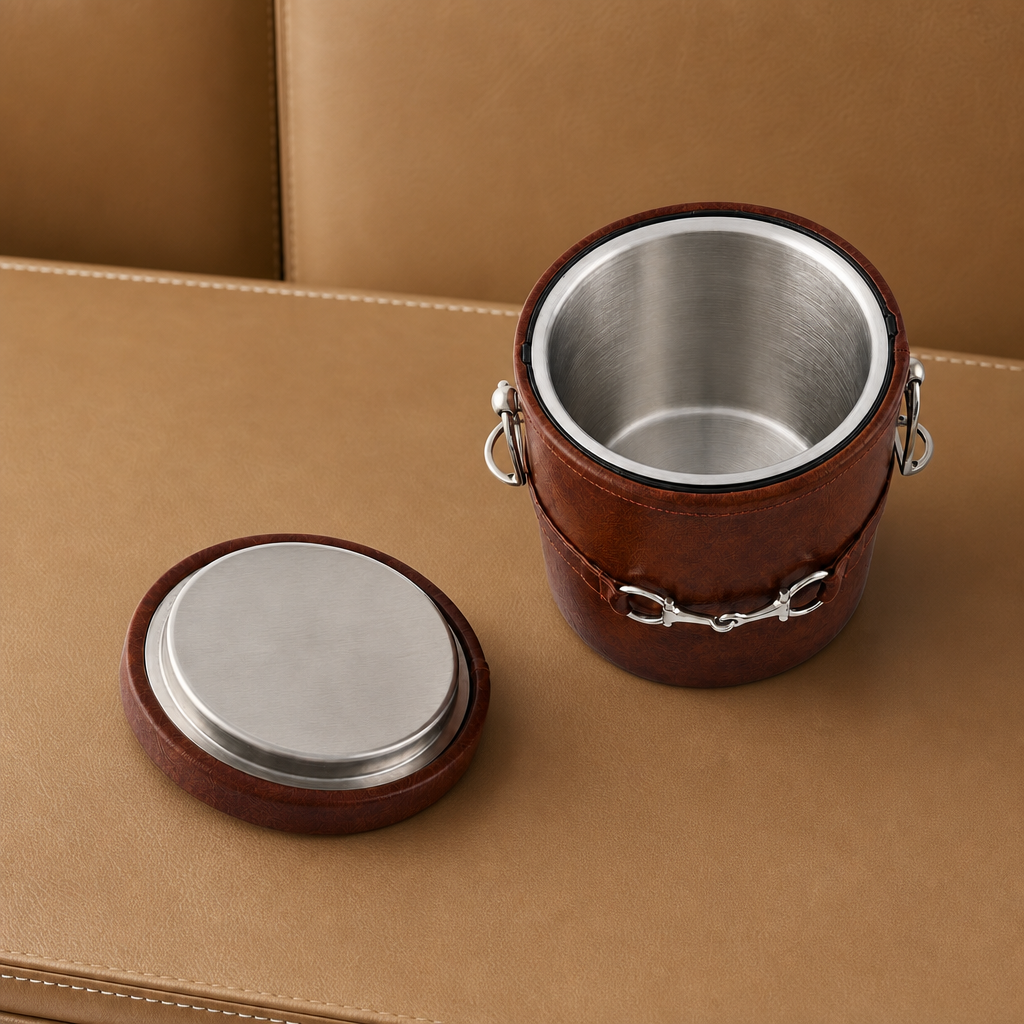 Equestrian Horse Bit Vegan Leather Ice Bucket 4